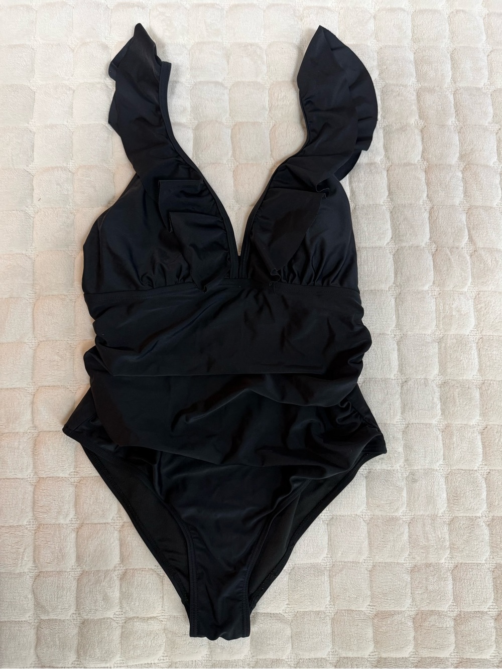 Black Ruffled One-Piece Swimsuit for Kids